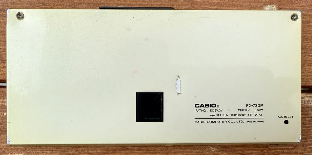 Casio FX-730P (Programmable) - back view