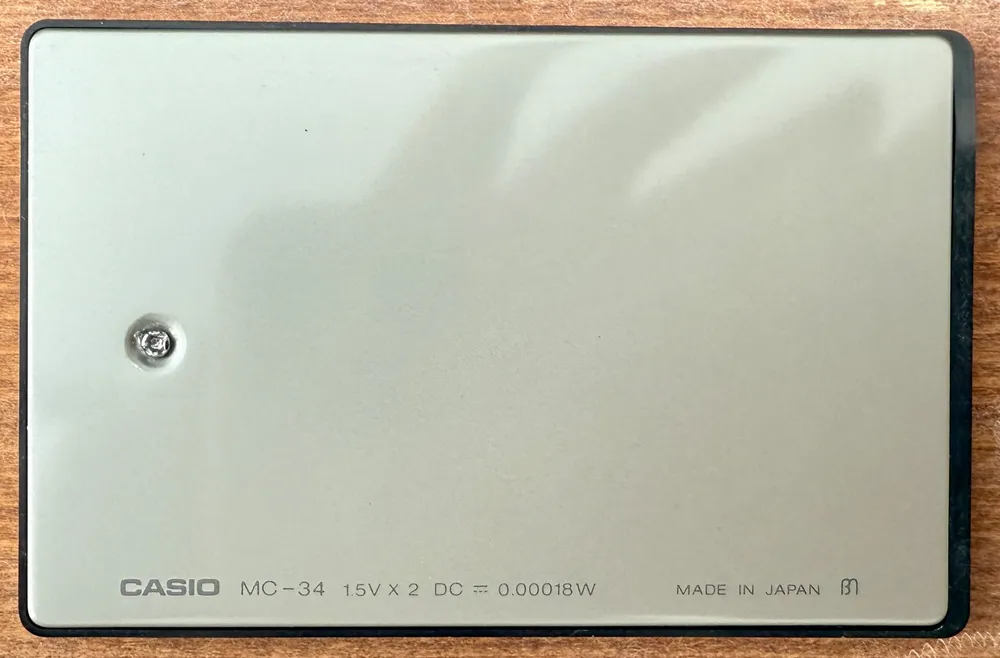 Casio MC-34 (Card size) - back view