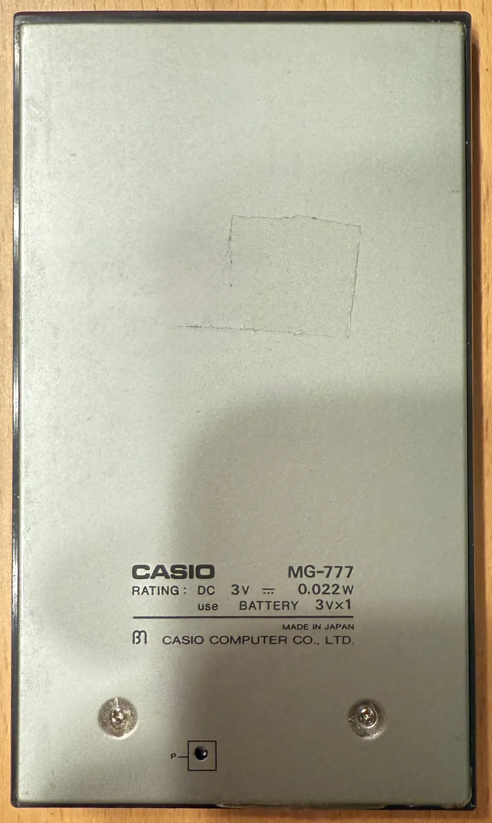 Casio MG-777 (Game) - back view