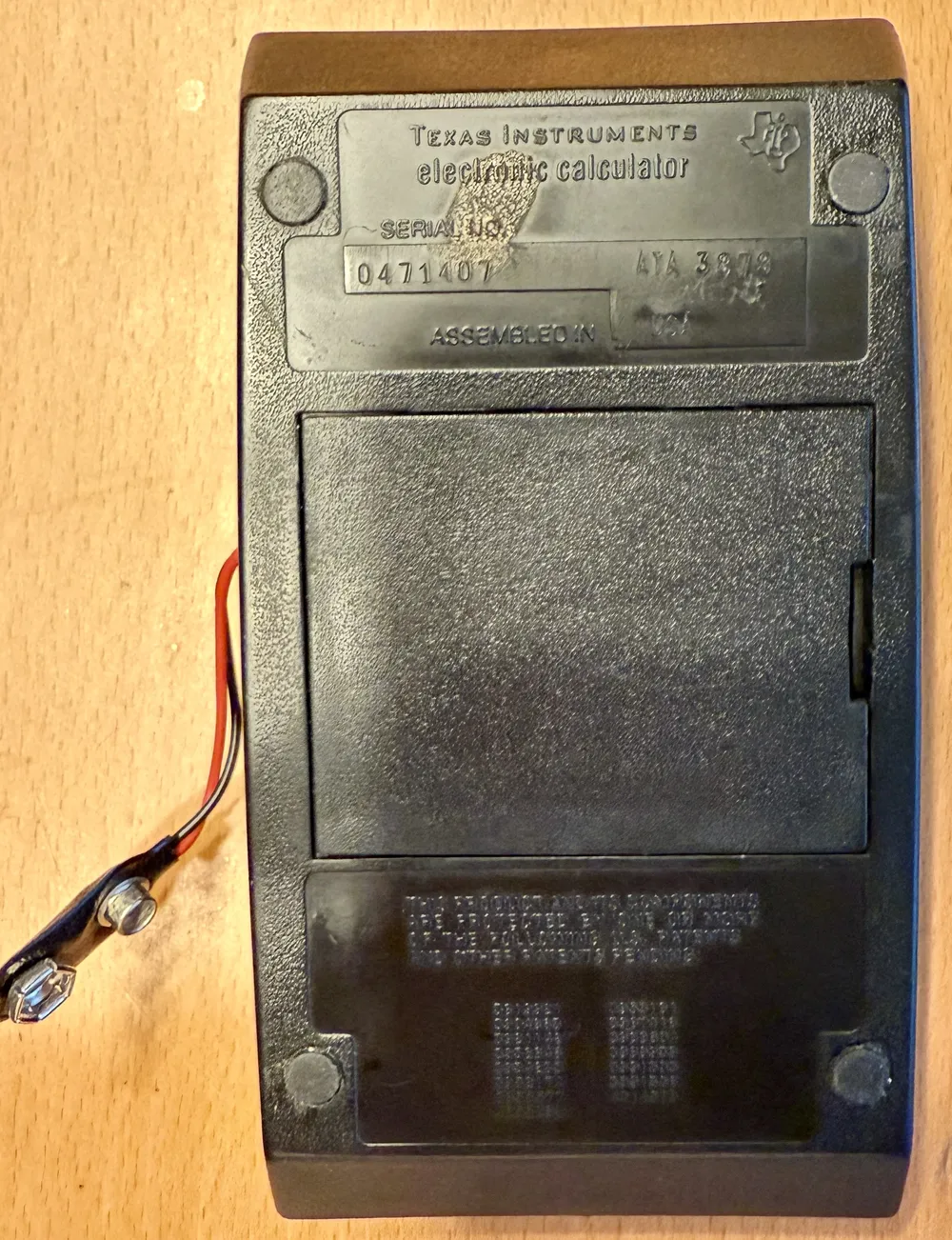 Texas Instruments TI-55 (Scientific) - back view
